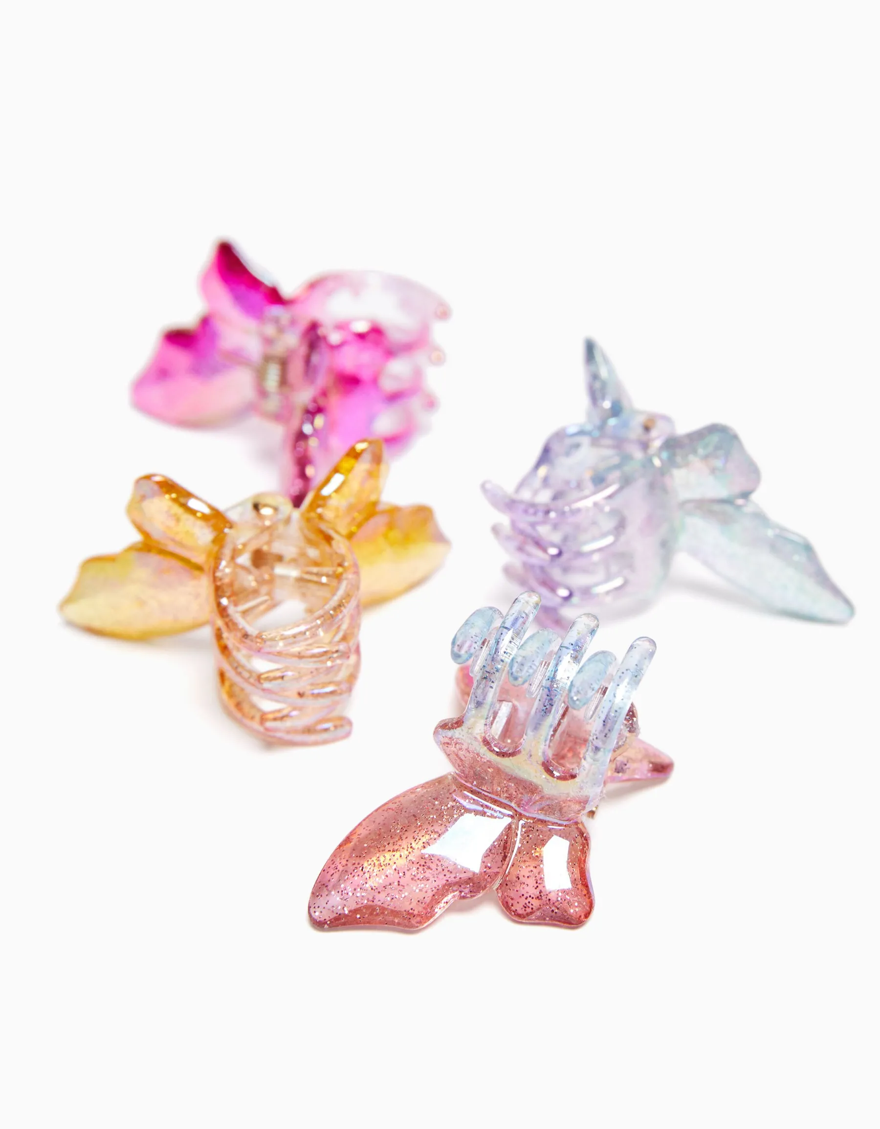 BERSHKA Lot 4 barrettes cheveux papillons colorées Violet New