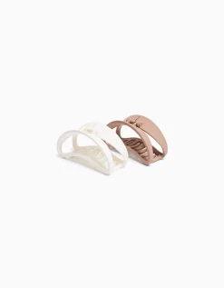 BERSHKA Lot 2 barrettes ovales mates Blanc Cheap