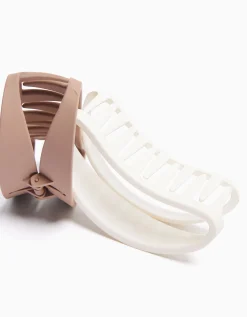 BERSHKA Lot 2 barrettes ovales mates Blanc Cheap