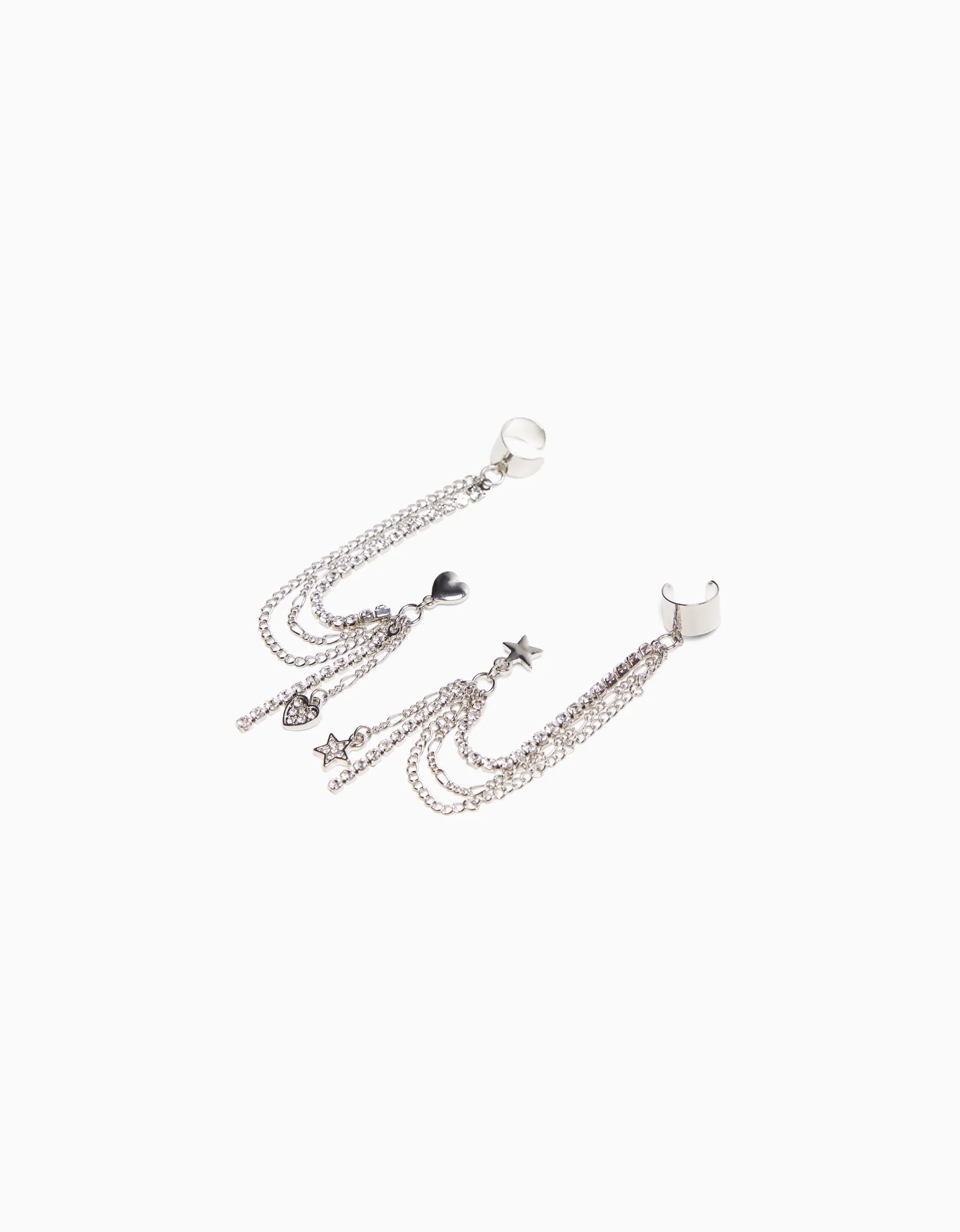BERSHKA Lot 2 bijoux d’oreilles Argent Discount