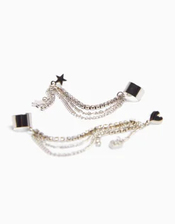 BERSHKA Lot 2 bijoux d’oreilles Argent Discount