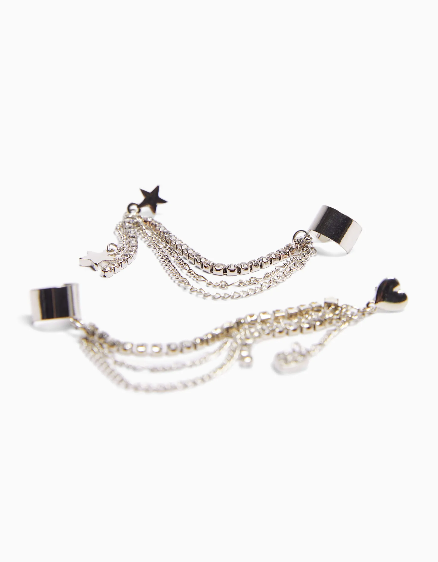 BERSHKA Lot 2 bijoux d’oreilles Argent Discount