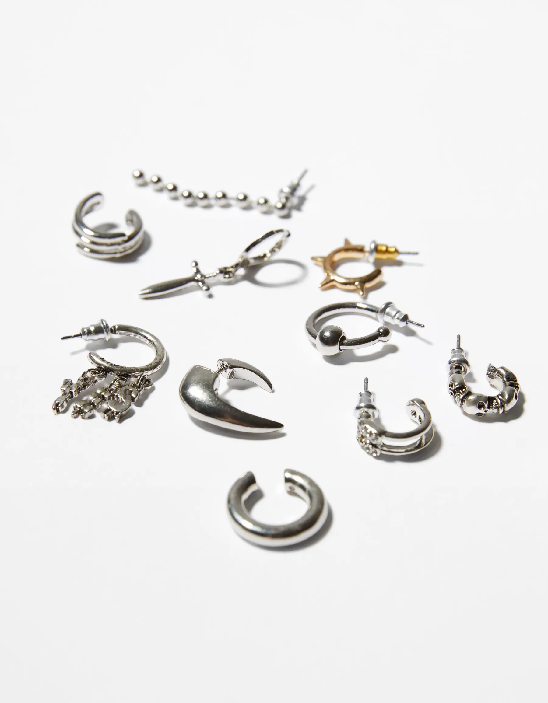 BERSHKA Lot 10 boucles d’oreilles Argent Best