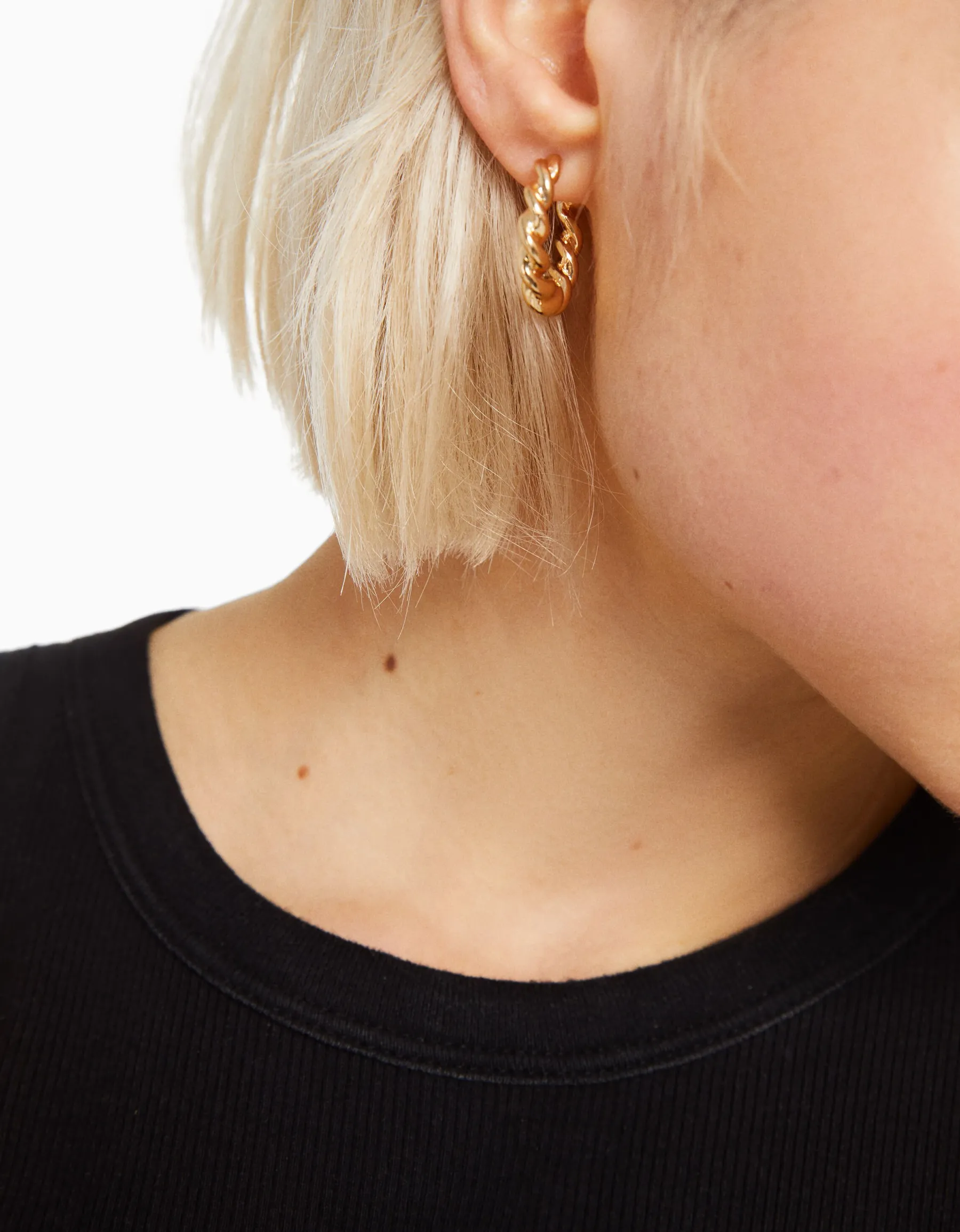 BERSHKA Lot 6 boucles d’eilles anneaux tressées charm cœur Or Hot