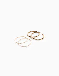 BERSHKA Lot 2 boucles d’eilles anneau XL Or Sale