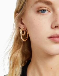 BERSHKA Lot 6 boucles d’eilles anneau Or New