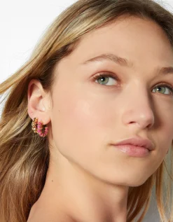 BERSHKA Lot 5 boucles d’eilles anneaux émail Or Discount