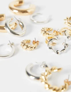 BERSHKA Lot 7 boucles d’eilles anneaux Or Online