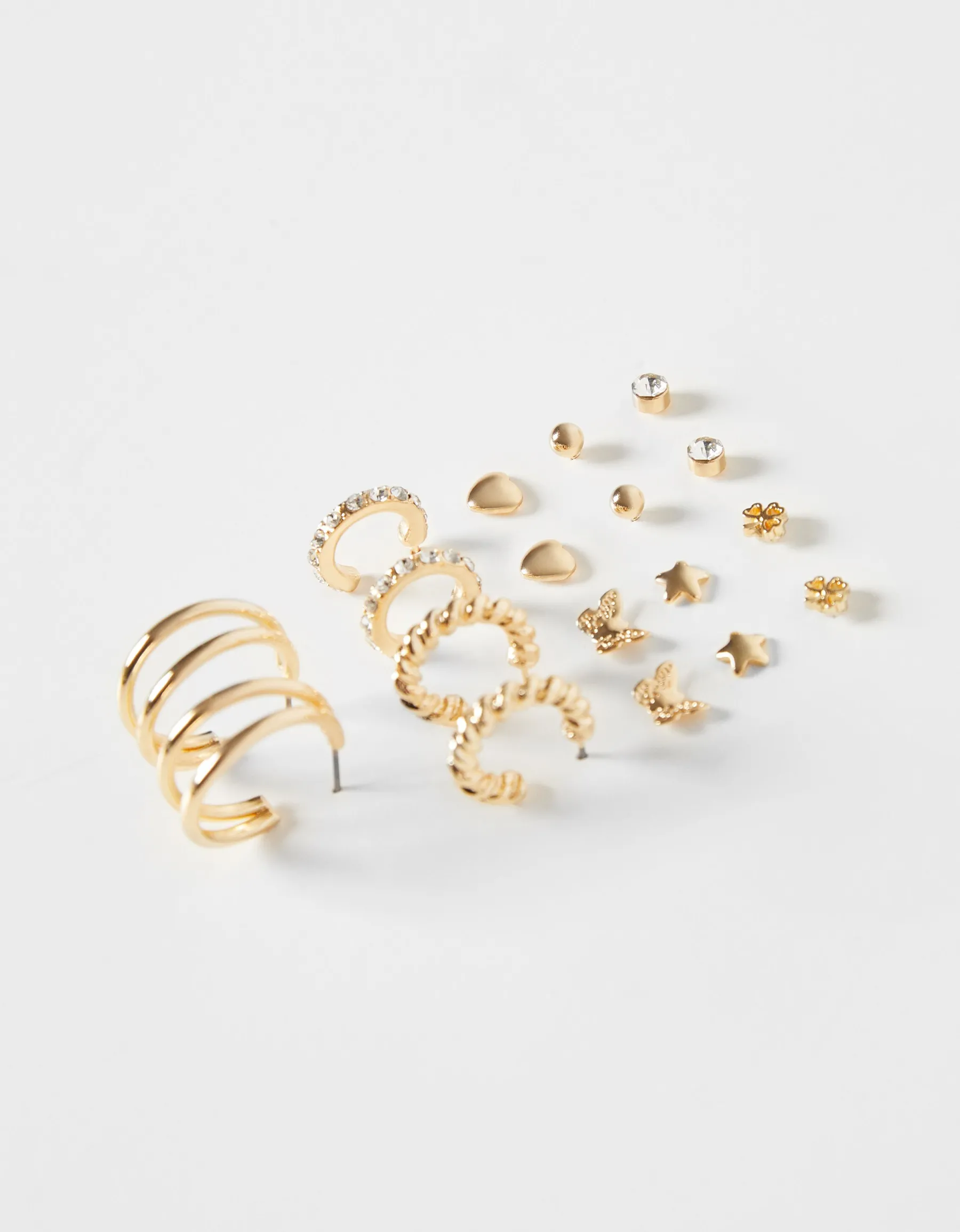 BERSHKA Lot 9 boucles d’eilles créoles cœur Or Cheap