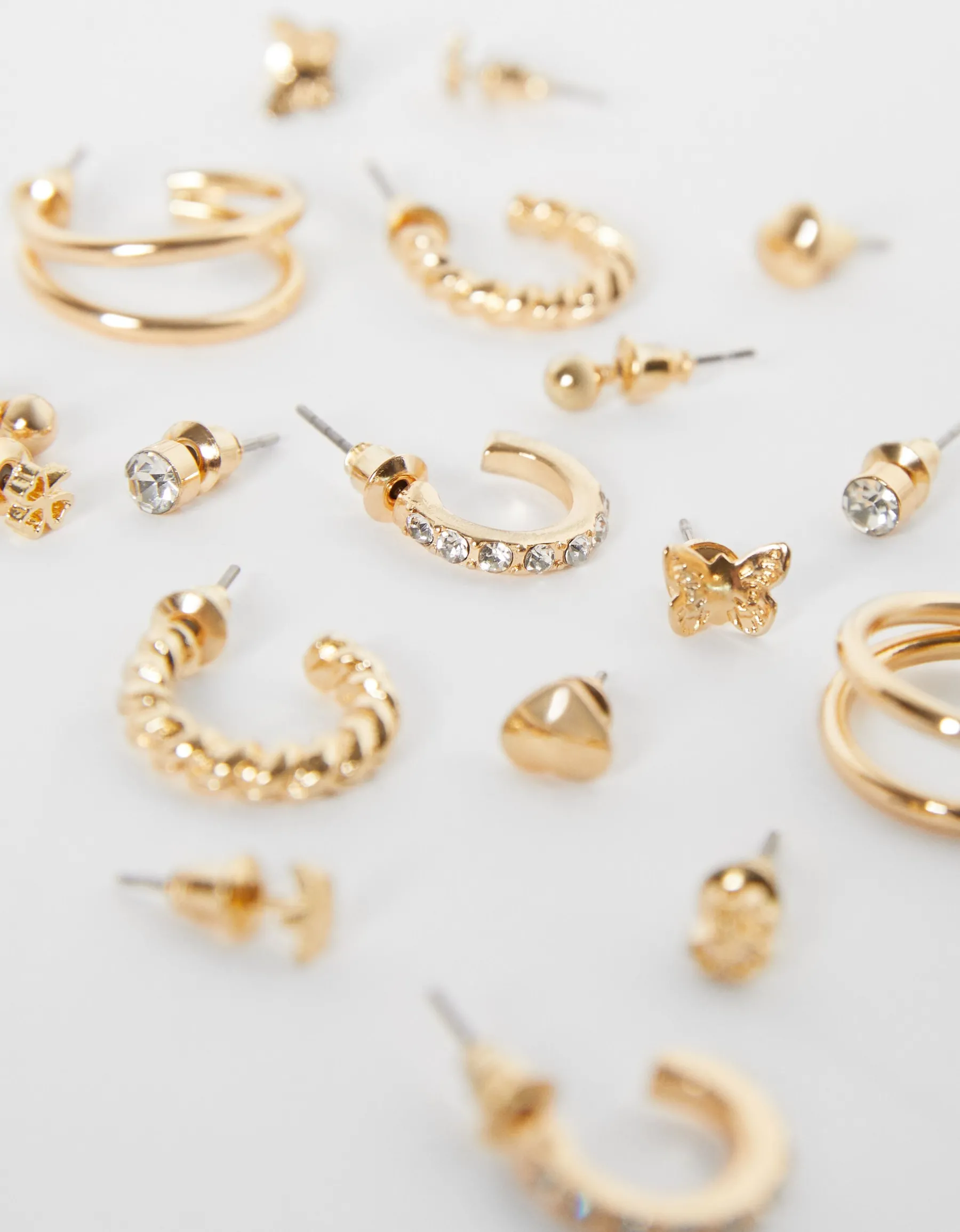 BERSHKA Lot 9 boucles d’eilles créoles cœur Or Cheap