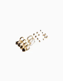 BERSHKA Lot 9 boucles d’eilles papillon cœur Or Online