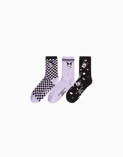 BERSHKA Lot 3 chaussettes Kuromi Noir Outlet