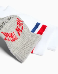 BERSHKA Lot 3 chaussettes varsity Gris Cheap