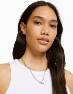 BERSHKA Lot 3 colliers chaîne Argent Store