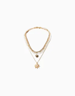 BERSHKA Lot 4 colliers chaîne cœur Or Online