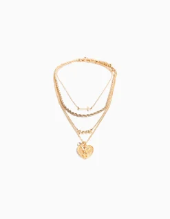 BERSHKA Lot 4 colliers love Or Hot