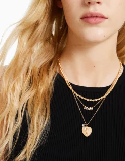 BERSHKA Lot 4 colliers love Or Hot