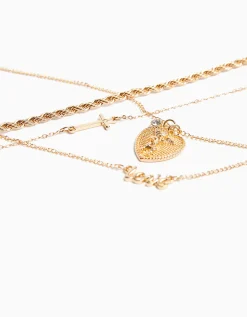 BERSHKA Lot 4 colliers love Or Hot