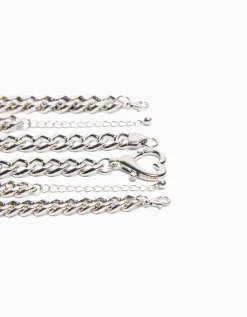 BERSHKA Lot de 3 bracelets chaînes Argent Best Sale