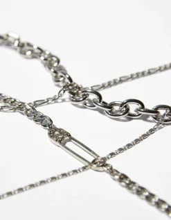 BERSHKA Lot de 4 colliers chaîne Argent Cheap