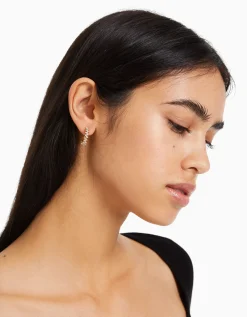 BERSHKA Lot 8 paires de boucles d’eilles anneaux strass Or Shop