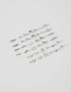 BERSHKA Lot 20 paires de boucles d’oreilles croix papillon Argent Sale