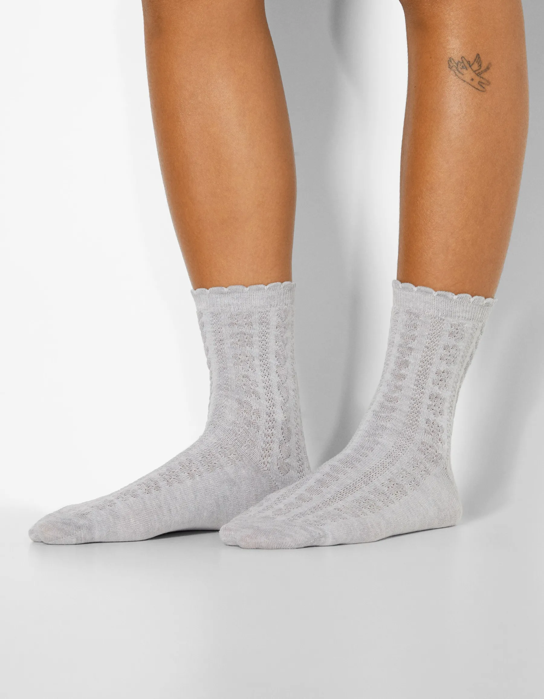 BERSHKA Lot 3 paires de chaussettes texture Lime Outlet