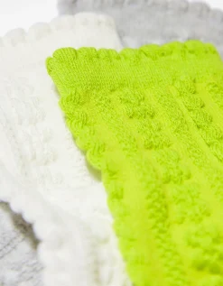BERSHKA Lot 3 paires de chaussettes texture Lime Outlet