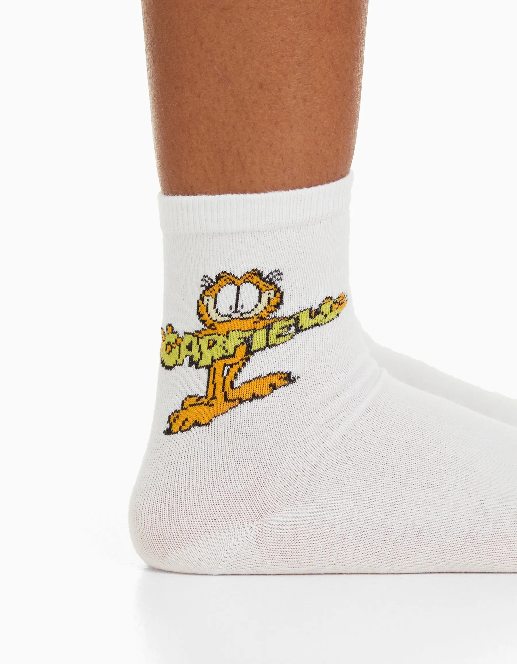 BERSHKA Lot 3 paires de chaussettes brodées Garfield Vert Clearance