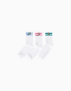 BERSHKA Lot 3 paires de chaussettes Super Nanas Blanc Store