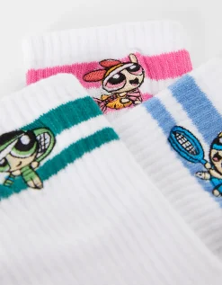 BERSHKA Lot 3 paires de chaussettes Super Nanas Blanc Store