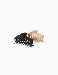 BERSHKA Lot 2 pinces à cheveux de couleur Marron Clearance