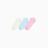 BERSHKA Lot 3 socquettes texturées Bleu clair Outlet
