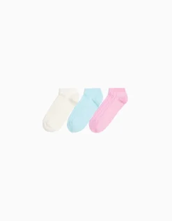 BERSHKA Lot 3 socquettes texturées Bleu clair Outlet