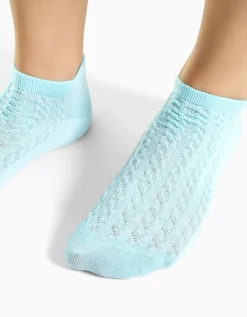 BERSHKA Lot 3 socquettes texturées Bleu clair Outlet
