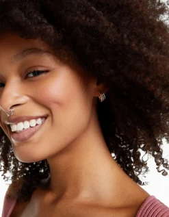 BERSHKA Lot sw 9 paires de boucles d'oreilles minimal Argent Flash Sale