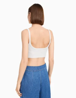 BERSHKA Lot 2 T-shirts cropped bretelles larges Multicouleur New