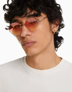 BERSHKA Lunettes de soleil monture métallique Jaune Cheap