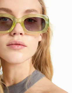BERSHKA Lunettes de soleil rectangulaires Vert Sale