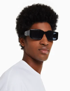 BERSHKA Lunettes de soleil relief Noir Discount