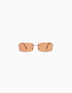 BERSHKA Lunettes rectangulaires sans monture Marron Shop