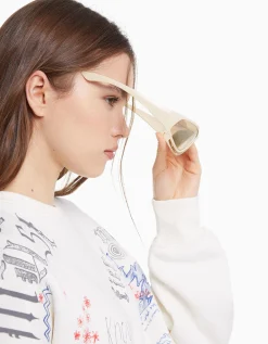 BERSHKA Lunettes vélo colorées Beige Shop