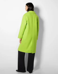 BERSHKA Manteau laine mélangée épaules tombantes Sable Cheap
