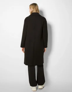 BERSHKA Manteau laine mélangée épaules tombantes Sable Outlet