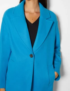 BERSHKA Manteau laine mélangée épaules tombantes Sable Fashion