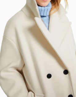 BERSHKA Manteau long épaules tombantes Écru Cheap