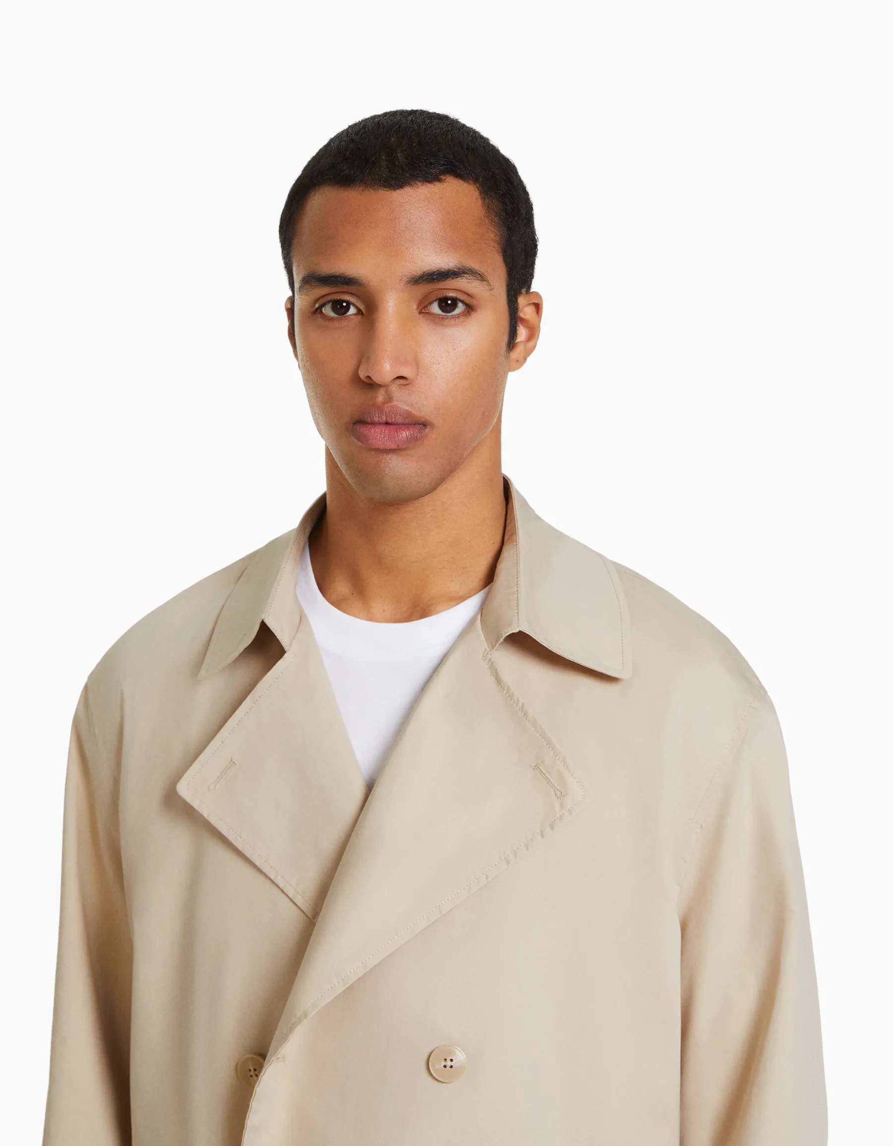 BERSHKA Manteau trench coton Sable Flash Sale