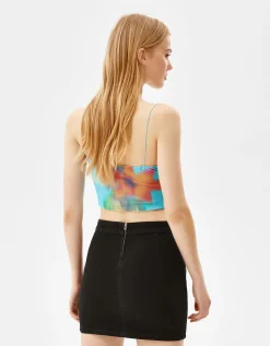 BERSHKA Minijupe denim décontractée Bleu New