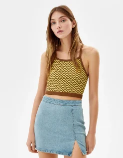BERSHKA Minijupe denim décontractée Bleu Outlet