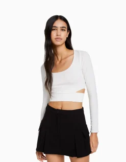 BERSHKA Mini-jupe tailoring cargo poches Noir Sale